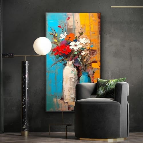 Fleurs en pot rétro sur toile XINBAO pour raviver un mur blanc vide sans effort