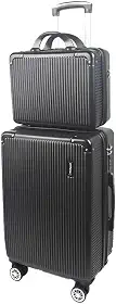 Mala de Bordo 10kg com Frasqueira Bagagem de Mão Expansível ANAC Rodas Duplas 360° Cadeado TSA Antifurto Alça Lateral Design Leve Resistente Ideal para Viagens Avião (Preto)