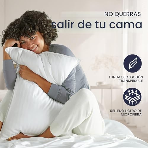 Colección de hotel Beckham Juego de 2 almohadas de cama tamaño estándar/queen - Almohada alternativa suave original para dormir - Soporte suave para dormir de espalda, boca abajo o de lado