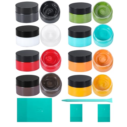 BOOLOOEN 8PCS Chalk Paste with 4 Mini Squeegees Screen Printing Ink Chalk Paint for Stencils Self-Adhesive Screen Stencil Paste Starter Kit Chalkboard Paint for Handmade DIY Home Art 50 g/jar