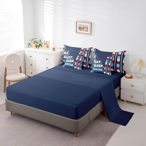 Image of Feelyou Kids Swimmer Bedding Set Full Size 7 Piece for Boys Girls Teens