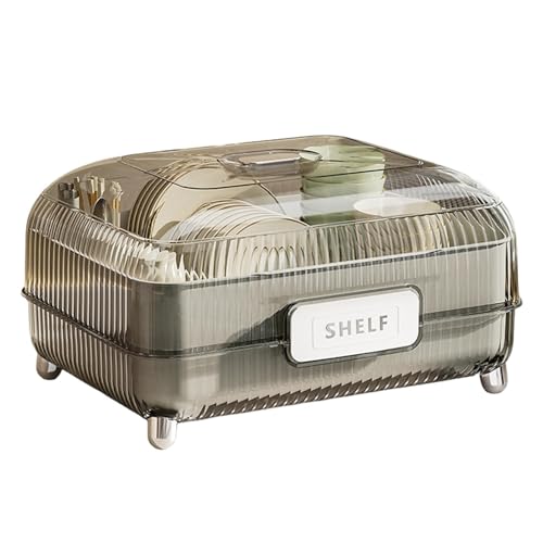 cerrado, escurridor de platos, escurridor de platos, caja de almacenamiento de drenaje, soporte multifuncional para vajilla, escurridor de platos con tapa para accesorios de cocina