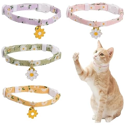 Adjustable 4 Pack Cat Collars with Bells Cover