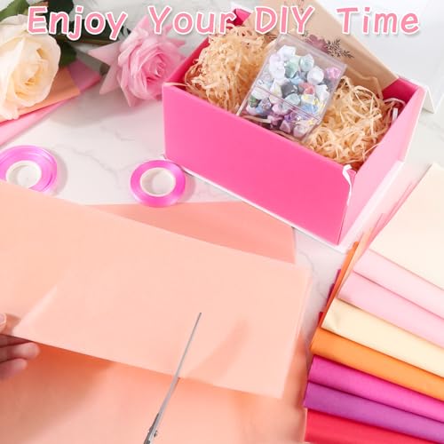 Kayqbonke Rosa Seidenpapier Verpackungsmaterial, Insgesamt 200 Blatt von 10 Verschiedene Rosa Farben, 21 X 30 Cm Tissue Paper für Geschenkpapier DIY Geburtstag Hochzeit Kinderfest