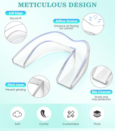 Image of Mouth Guard for Grinding Teeth at Night,Upgraded Safety EVA Material, Night Guards for Teeth Grinding, Small (4 Pack),Transparent