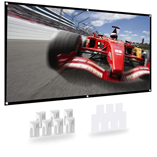 Pantalla para Proyector de 100 Pulgadas,16:9 HD Tela de Proyección, Pantalla Proyector Plegable Antiarrugas Portátil Lavable,con Ganchos Fuerte,Pantalla de Doble Cara,para Cine en Casa Camping al Aire