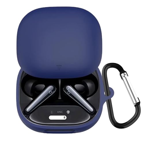 KANOYO Anker Soundcore Liberty 4 Pro 用 ケース カバー anker soundcore liberty 4 Proシリコン ケース 保護カバー 落下防止 キズ防止 耐衝撃 軽量 装着充電可能 防水防塵 カラビナ付き(ブ