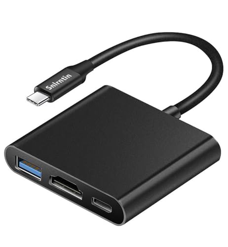 Snlrntin USB C Multiport AV Converter with 4K HDMI, 3 in 1 USB C to HDMI Adapter with PD Charging USB 3.0 & HDMI Ports, Digital AV Adapter for MacBook Pro, iPad, iMac, Laptop, PC, etc - Black