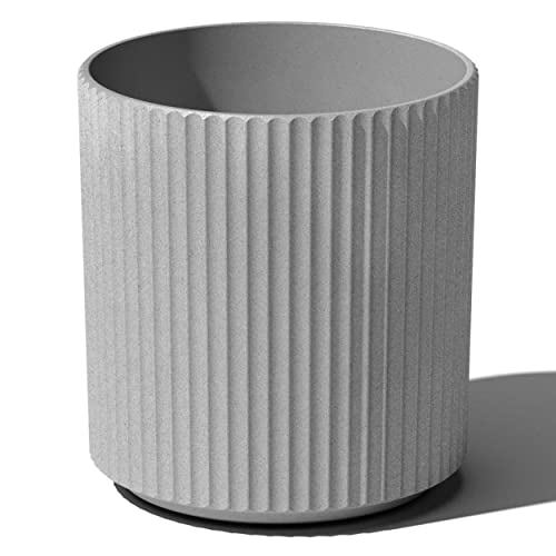 Image of Veradek Demi Series Round Planter for Porch, Patio, Backyard | Durable Plastic-Concrete Material | Modern Decor for Tall Plants, Flowers