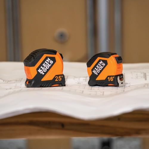 Klein Tools 9516 Tape Measure, 16-Foot Compact Double-Hook Imperial Measuring Tape with Finger Brake, Nylon Blade, Easy to Read Bold Lines thumbnail 9
