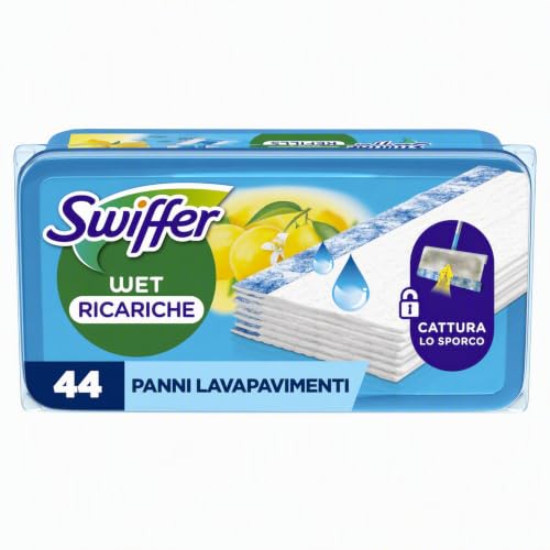 Swiffer Wet Lavapavimenti, Adatto a Tutti i Pavimenti, 44 Panni Umidi