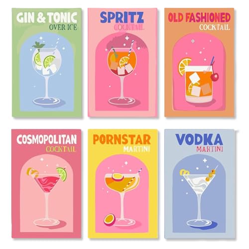 CharmBurst Malen Nach Zahlen Cocktails Set, 6 pièces pour DIY, Ensemble de Peinture à l'huile Peint à la Main pour Adultes et débutants, avec pinceaux et peintures acryliques, 15 x 20 cm