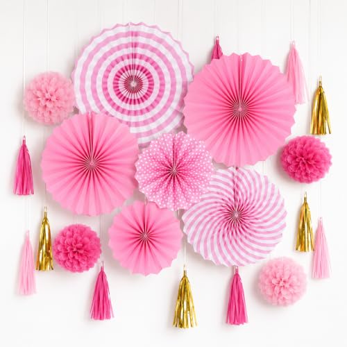Image of AMFIN (Pack of 25) Unicorn Theme Birthday Decoration Kit Metallic Finish Women Girls Item Pink Multi Head Rainbow