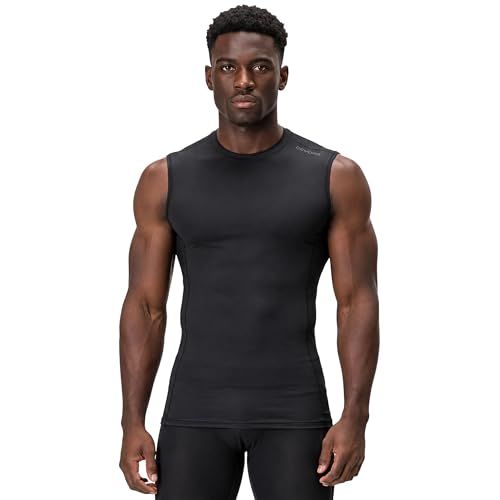 Image of DEVOPS 3 Pack Men's Athletic Compression Shirts Sleeveless | Gym Training, Running, Moisture Wicking, Compression Fit, 4-Way Stretch, UPF 50+, Sleeveless