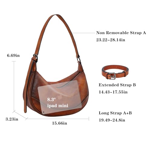 HESHE Crossbody Bags for Women Leather Purses Designer Shoulder Bag Vintage Handbags Hobo Crescent Bag4