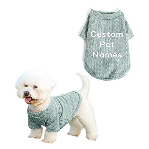 Pet Dog Knitted Sweater Personalized Customized Text Dog Kitty Knitted Sweater Pet Apparel Suitable for Small and Medium Dogs (Green)
