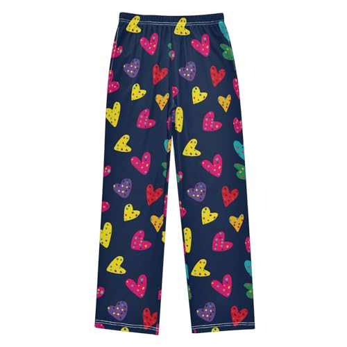 Pajama Pants Lounge Sleep PJ Bottoms Sleepwear Elastic Waist Drawstring S Cute Polka Dot Heart