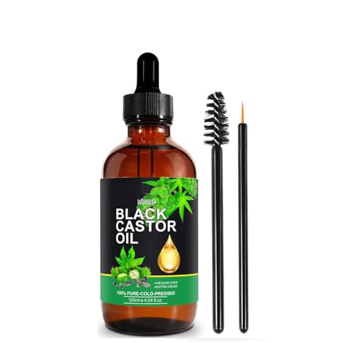 TERRIFI Jamaican Black Castor Oil Organic Cold Pressed Glass Bottle, 100% Pure, Multi-Purpose Promotes Hair Wellness for Men & Women (120ml*1 / 60ml*2, Random delivery)