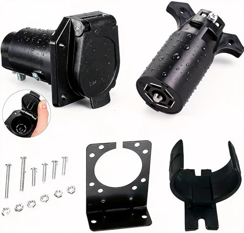 NEWSUN® Complete Set 7 Pin Trailer Plug & 7 Way Socket, Blad...
