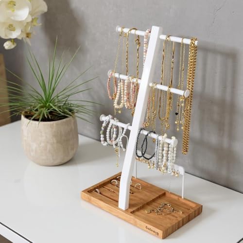 Présentoir à bijoux blanc pour boucles d'oreilles et montres