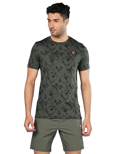 TECHNOSPORT Men's Slim Fit T-Shirt - (MTOR60PGNLAR014_Pine Green_L)