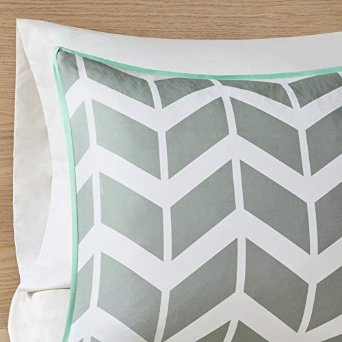 Intelligent Design Nadia Duvet Casual Vibrant Chevron Design, All Season Trendy Comforter Cover Bedding Set With Matching Sham, Decorative Pillow, Full/Queen, Aqua 5 Piece #TOP7