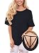 Annflat Women's Cut Out Back Round Neck Casual Shirts Pocket Tee Medium Black