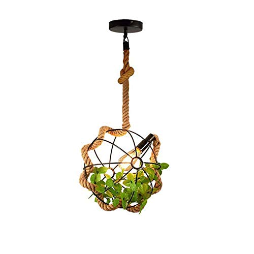 Plant Chandelier Hemp Rope Hanging Pendant Light, Vintage Ceiling Lamp for Bar Restaurant Clothing Store Home Decoration,33cm