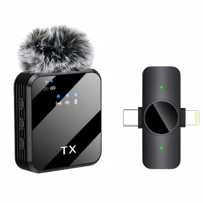 Image of GADGETSWEAR AI K9 Furry Dual Wireless Lavalier Microphone for Android iPhone | Collar Mic with Type-C & iOS, Noise Cancelling Fur, Vlog for YouTube, Interviews, Reels, Video Recording (F13 Mic)
