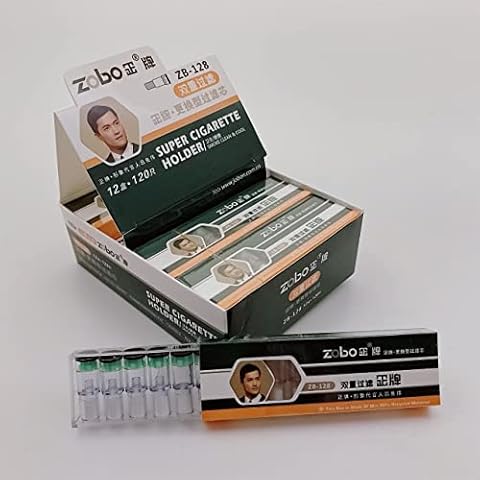 ZOBO Cigarette Holder with Replaceable Filter Cartridge, Suitable for Regular and Slim Size Cig. (with 1 Extra Mouthpiece and 3 Replaceable Filter Cartridge) (Extra Filter Cartridge (120 Pcs)) Cover