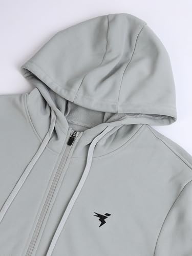 Image of TECHNOSPORT Mens Fleece Slim Fit Solid Regular Fit Hooded Jacket with Techno Warm+, Fast Dry for Winter Use