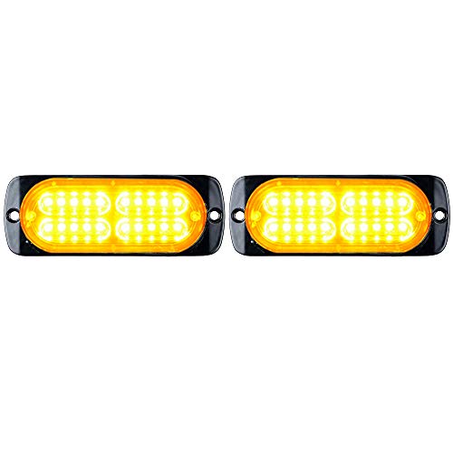 20-LED Caution Emergency Beacon Warning Hazard Flash Strobe Light Compatible with Car POV Construction Tow Truck Van Vehicle (2Pcs, Amber)