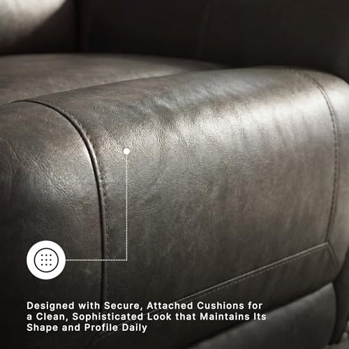 Image of Signature Design by Ashley Shadsburne Classic Faux Leather Manual Rocker Swivel Glider Recliner with Nailhead Trim, Reinforced Frame and Metal Seat Box, 360-Degree Swivel, Black