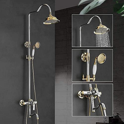 Colonne de douche de salle de bain avec mitigeur mécanique et pommeau carré mural