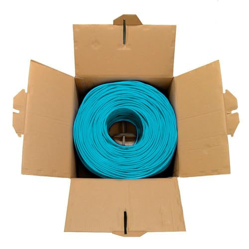 Image of DRIPSTONE CAT6 1000ft Bulk Ethernet Cable 23AWG Solid CCA UTP 0.57mm Aqua