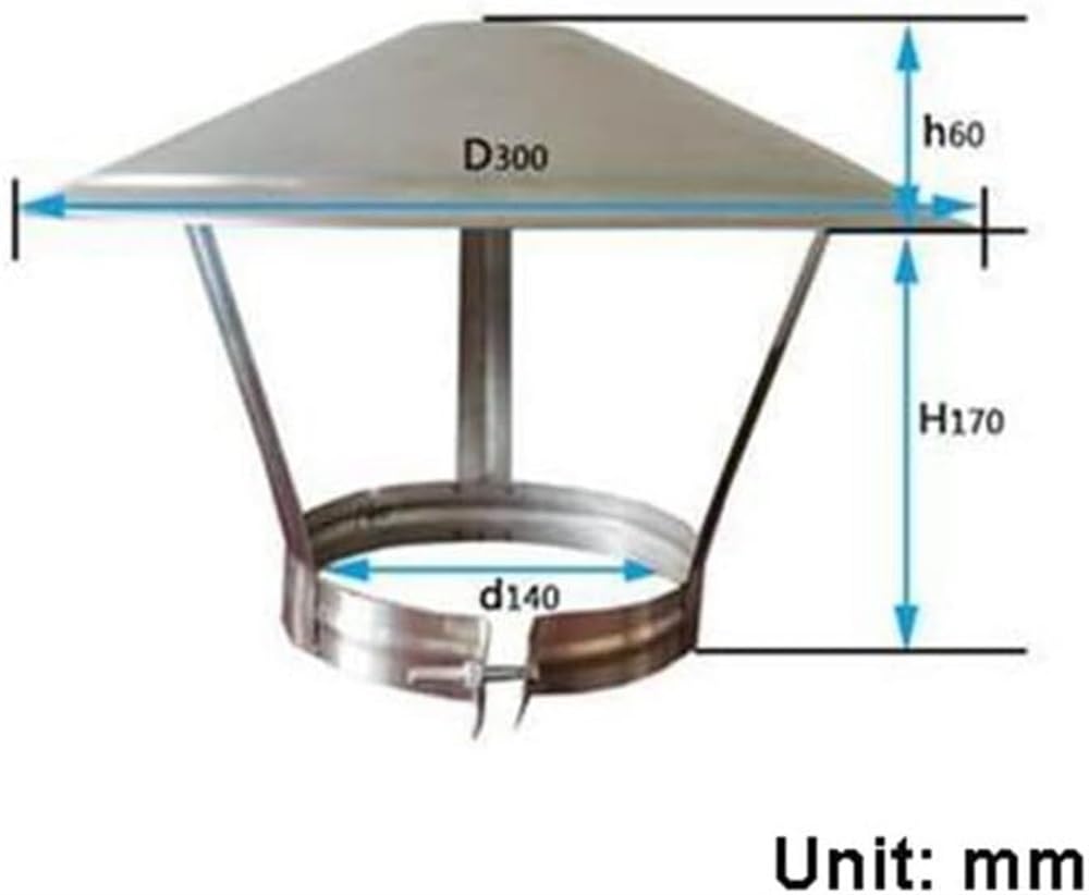 Tappo per canna fumaria, in acciaio inox, antivento, per canna fumaria, ventilazione regolabile, tappo antipioggia, tappo terminale durevole