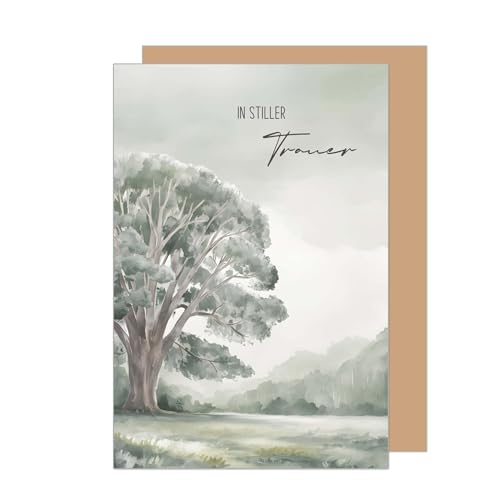 Edition Seidel Premium Trauerkarte mit Umschlag. Beileidskarte Trauer Karte In stiller Trauer Aufrichtige Anteilnahme Abschied letzter Gruß Mitgefühl Baum Landschaft (T1182 SW024)