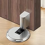 UBVIF No Magnetic Door Stopper, Adjustable, Mechanical Doorstop, Windproof Door Stop for Indoor, No Nails/Screws Needed,Heavy Duty Door Holder,Keep Door Open (1, Matte Brushed Nickel)