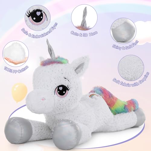 Maogolan W401_4_110 43 Inch Big Large Jumbo Unicorn Stuffed Animal, Giant Animal Plush Pillow Plush Toy thumb #2