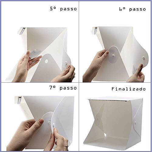 Mini Estúdio Fotográfico de Led MEF-001 com Fundo Preto e Branco para Fotos de Produtos