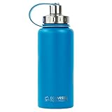 EcoVessel BOULDER TriMax Dual Opening Insulated Stainless Steel Water Bottle with Tea - Fruit and Ice Strainer - 20 Ounces - Ava Pink