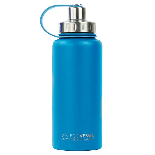 EcoVessel BOULDER TriMax Dual Opening Insulated Stainless Steel Water Bottle with Tea - Fruit and Ice Strainer - 20 oz. - Ava Pink