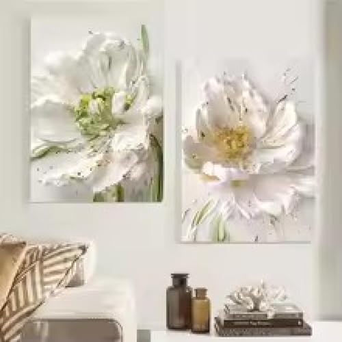Impression sur toile XINBAO haut de gamme : peinture fleurs blanches 60x90
