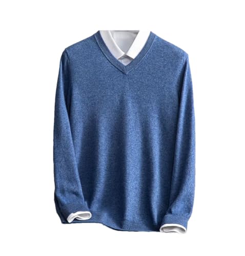 Men's V-Neck 100% Cashmere Sweater Winter Knitted Pullover Large Size Soft Knitwear Loose Fit Jumper Top