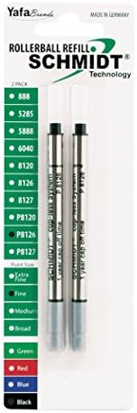 SCHMIDT P8126 Short Capless Rollerball Refill Fine Point 0.6mm, Black, 2 Pack Blister (SC58119)