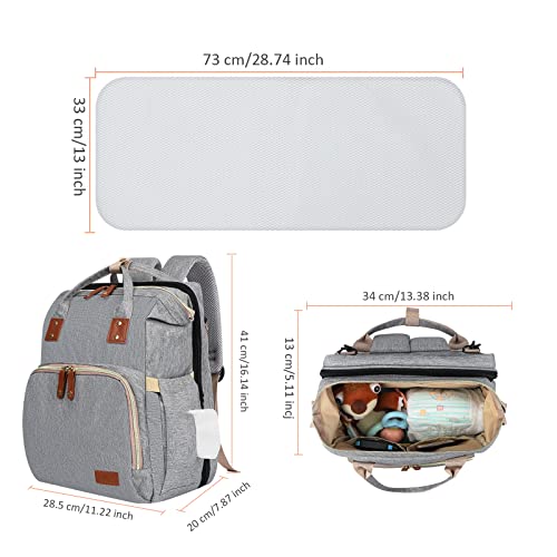 Hkz Diaper Bag Backpack 5 In 1 Baby Diaper Bags For Girls And Boys,Travel Foldable Baby Large With Usb Charging Port (Mosquito Net-Gray) #TOP4