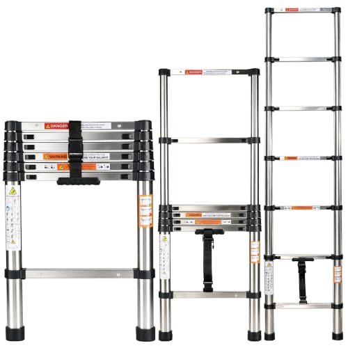 Image of Story@Home Telescopic Ladder for Home 7 Steps Foldable | Aluminium Ladder Stairs for Home Use 6 Feet - Portable & Compact Extension ladders for Home & Outdoor Use
