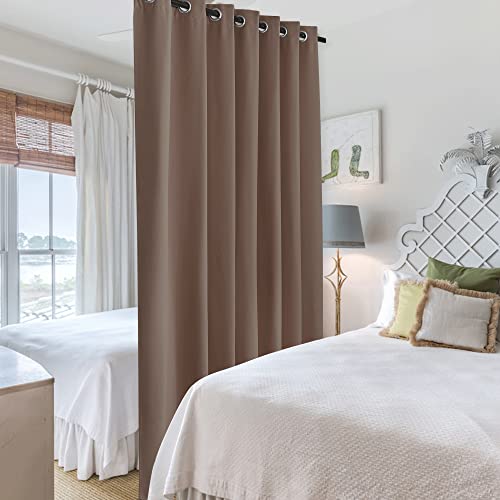 Image of RYB HOME Extra Wide Curtains for Divider Room Separation Soundproof Temporary Door Curtains for Bedroom Closet Office Home Theatre Garage Living Room Drop Cloth, W 120 x L 84 inches, Cappuccino