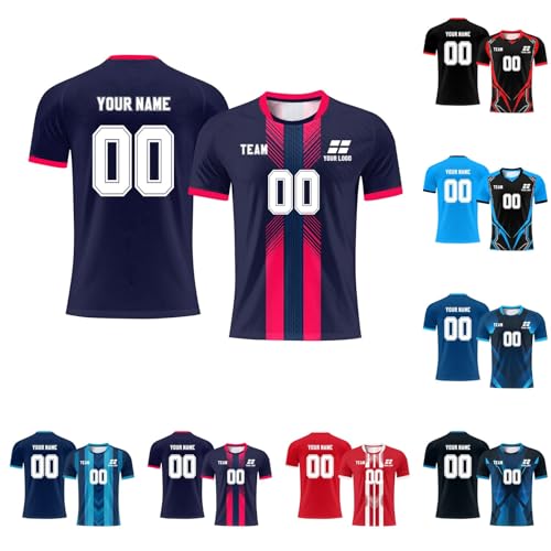 Genérico Camisetas de fútbol Personalizadas, CREA Camisetas de con tu Nombre/Equipo/número, de fútbol para Adultos y niños (Estilo 8)