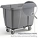 8 Cubic Foot 500 lb. Trash Cube Truck, Grey Commercial Laundry Cart, Construction Trash Recycling Trolley, Industrial Garbage Wagon Transportation, Rolling Waste Bin, Hotel & Warehouse Supplies